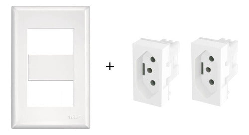Conjunto 2 Tomadas 10a 4x2 Evidence Fame Branca Branco