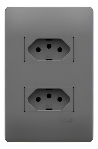 2 Tomadas 20a 250v Linha Habitat Onix Fame Cimento Queimado Cinza
