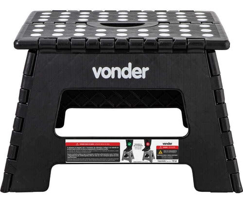 banqueta plástica multiuso dobrável 220mm vonder preta