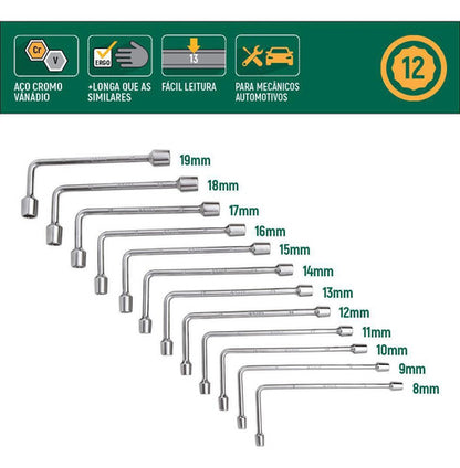 Jogo De Chave Biela 8 A 19 Mm 12 Peças St08021 Sata