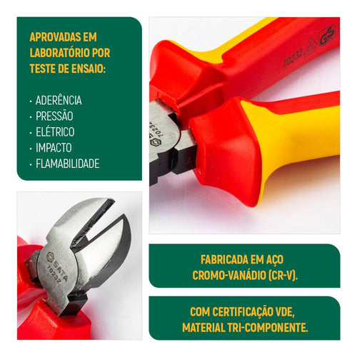 alicate de corte diagonal 6 vde isolado sata st70232