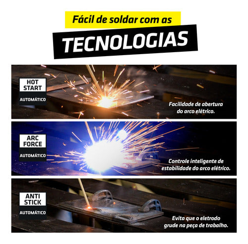 maquina solda 160a mig s/ gás 3 em 1 tig eletrodo máscara bv amarelo