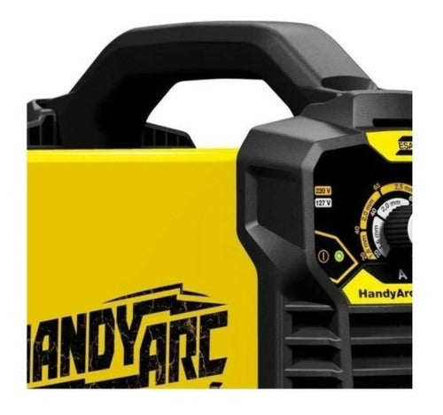 máquina de solda inverter esab handyarc 132i dv amarela e preta 50hz/60hz 127v/220v