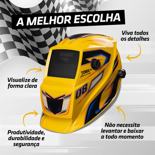 Mascara De Solda Escurecimento Auto Tork Racing 4k Amarela - Amarelo - Racing 08