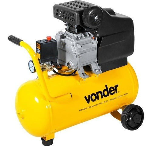 compressor de ar elétrico portátil vonder profissional leve mcv 216 monofásica 21.6l 2cv 220v 60hz amarelo