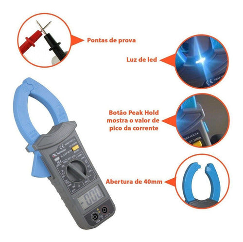 Alicate Amperímetro Digital Minipa Et-3200b 1000a