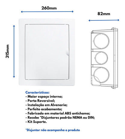 Quadro Disjuntor Fame Embutir 12-16 Disj S/ Barramento Centr