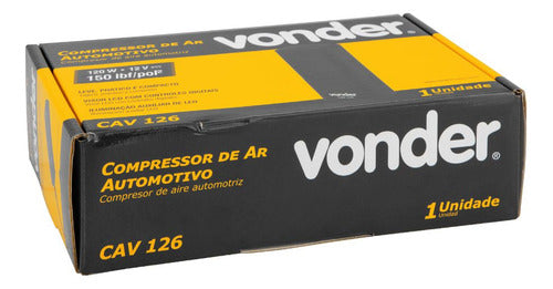 compressor de ar automotivo portátil cav126 vonder 12v preto monofásica