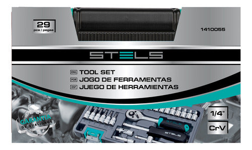 jogo de ferramenta cromo vanádio 1/4 maleta 29 peças stels