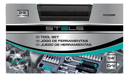 Jogo De Ferramenta Cromo Vanádio 1/4 Maleta 29 Peças Stels