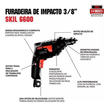 Furadeira De Impacto 3/8pol 10mm 570w Skil 6600 127v