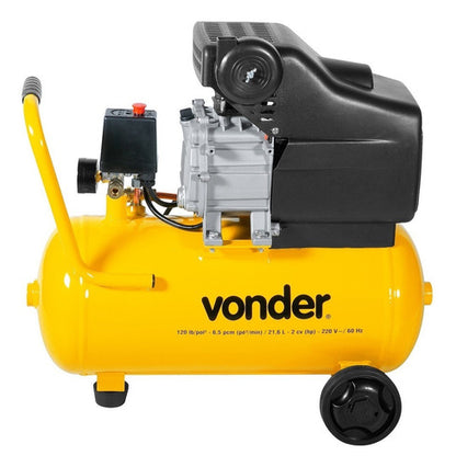 Compressor De Ar Elétrico Portátil Vonder Profissional Leve Mcv 216 Monofásica 21.6l 2cv 220v 60hz Amarelo