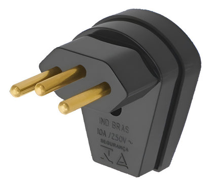 Plug Macho 2p+t 90graus Preto Fame Pino Maciço