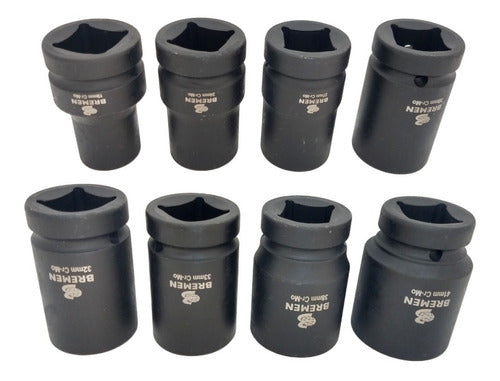kit soquete médio de impacto 1 pol 19 a 41 mm 8 peças bremen