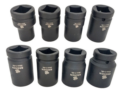 Kit Soquete Médio De Impacto 1 Pol 19 A 41 Mm 8 Peças Bremen
