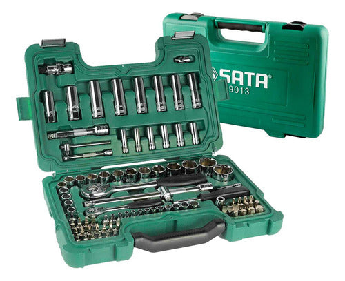 Jogo Soquete Sext 1/2 E 1/4 86 Pçs St09013sj Sata Cromado