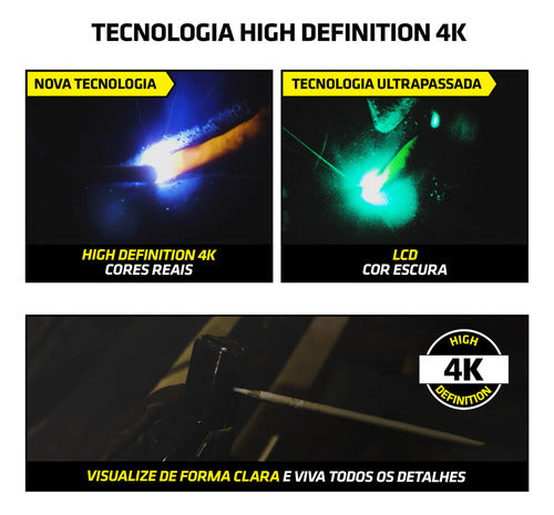 Máscara Solda 4k Auto Escurecimento Kab Solar + 2 Esquadros Preto Kab 4k