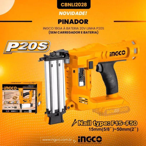 Pinador Ingco 18ga 50mm 20v P20s (sem Bateria)