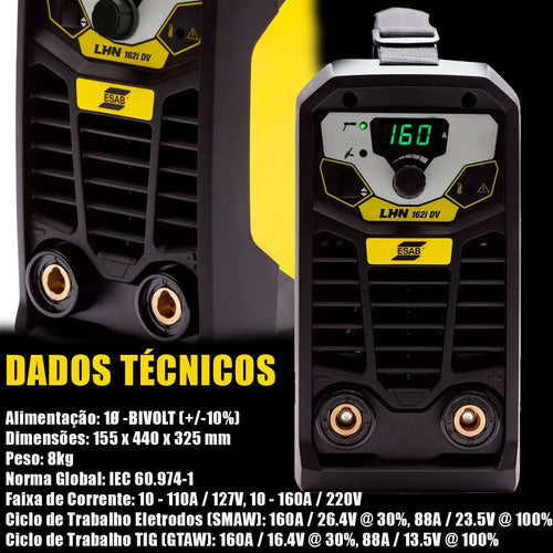 Máquina De Solda Inverter Esab Lhn 162i Dv Amarela E Preta 50hz/60hz 127v/220v