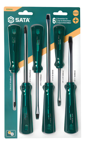 Jogo De Chaves De Fenda E Phillips Com 6 Peças St08044l Sata