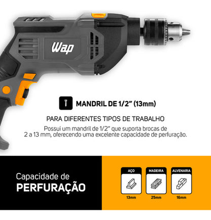 Parafusadeira E Furadeira De Impacto Wap Wf1000fe 220v Cinza-escuro 220v 60hz