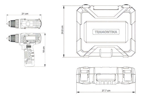Parafusadeira Furadeira Com Maleta 30 Peças 10,8v Tramontina