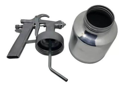 pistola de tinta baixa pressão ar direto 1000ml aluminio cor prata