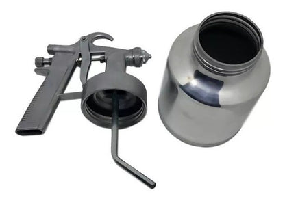 Pistola De Tinta Baixa Pressão Ar Direto 1000ml Aluminio Cor Prata