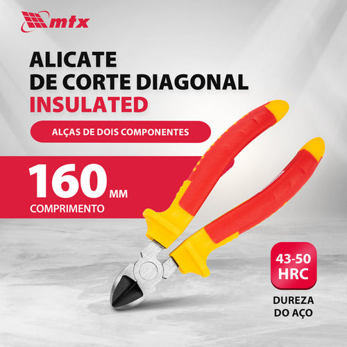 alicate corte diagonal isolado ate 1000v vde 6pol 160mm mtx vermelho