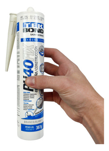 Cola Silicone Adesivo Pu40fix Branco Cartucho 387g Tekbond