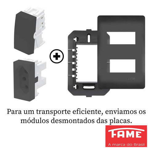 interruptor simples 10a tomada 2p+t 20a habitat black fame