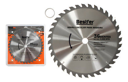 Disco De Serra Circular P/madeira 300mm 36 Dentes Bestfer Pr Prateado