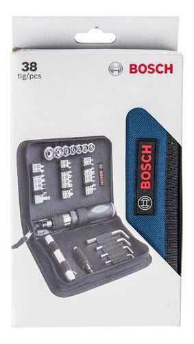 jogo de bits e soquetes bosch p/ aparafusar c/ 38 peças