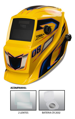 Mascara De Solda Escurecimento Auto Tork Racing 4k Amarela - Amarelo - Racing 08