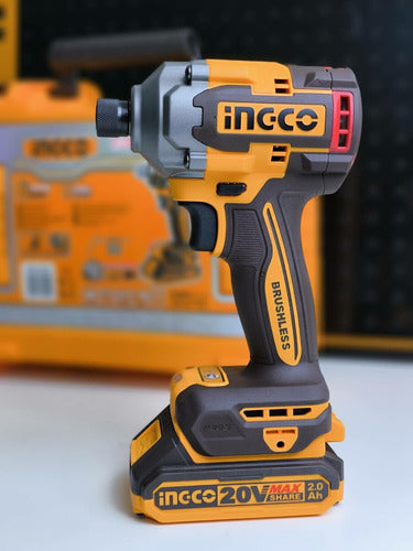 Parafusadeira De Impacto 1/4 285nm 2 Baterias 2ah 20v Ingco Laranja