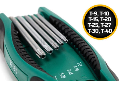 Jogo De Chaves Torx T9 A T40 Furo Guia Tipo Canivete Sata