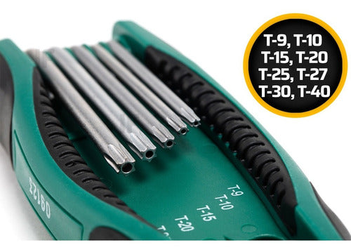 Jogo De Chaves Torx T9 A T40 Furo Guia Tipo Canivete Sata