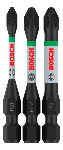 jogo bit ponta dupla 3 unds pro impact pz 1,2,3 55mm bosch