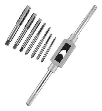 Kit 8 Peças Jogo Macho Abrir Fazer Rosca Aço Carbono Bestfer Prateado