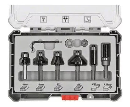 KIT DE FRESA 6 PCS ACABAMENTO HASTE 6MM BOSCH