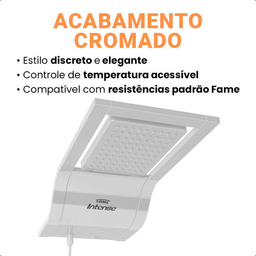 Ducha Ampla Chuveiro Banho Intense 5400w 127v Fame Branca