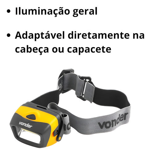 Lanterna De Cabeça 120 Lúmens Led Cob Lcv Capacete Vonder Branco Amarelo