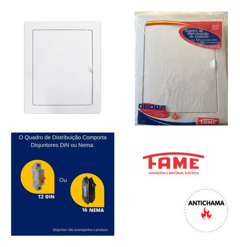 Quadro Disjuntor Fame Embutir 12-16 Disj S/ Barramento Centr