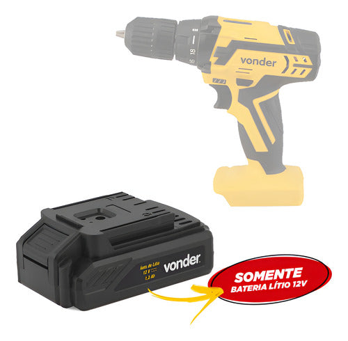 Bateria Parafusadeira Vonder Pfv012 Pfv012i Lítio Vonder Preto