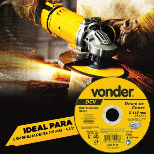 disco de corte fino vonder dcv 115mm 4.1/2 pol 25 unds amarelo