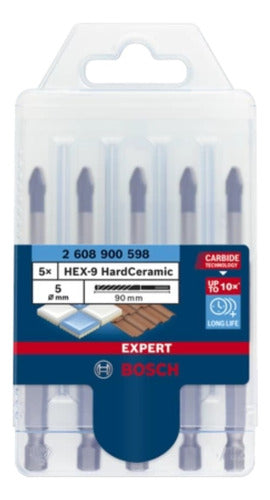 jogo de 5 brocas bosch expert hardceramic 4 a 10mm hex-9