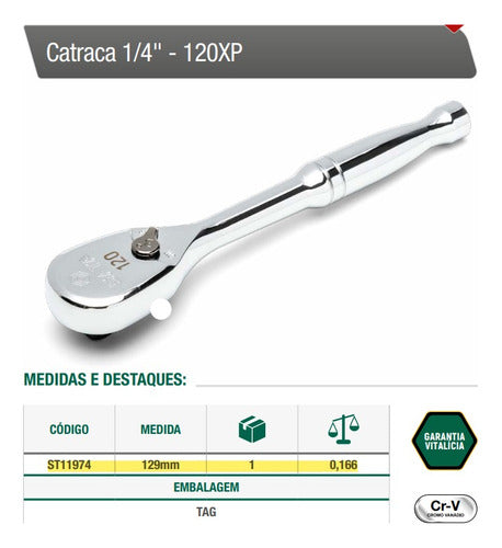 Chave Catraca 1/4'' X 129mm 120 Xp Sata - Unidade