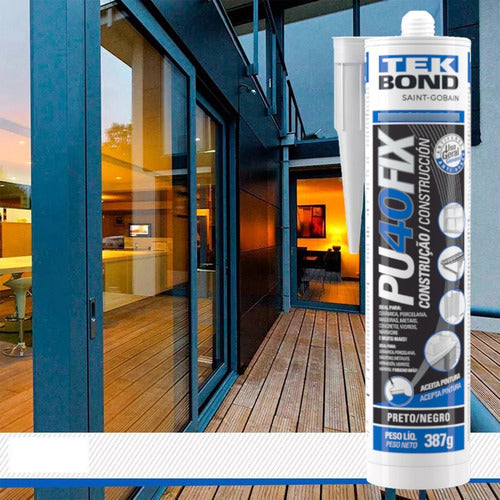Adesivo Selador Construção Pu40 Preto 387g Tekbond