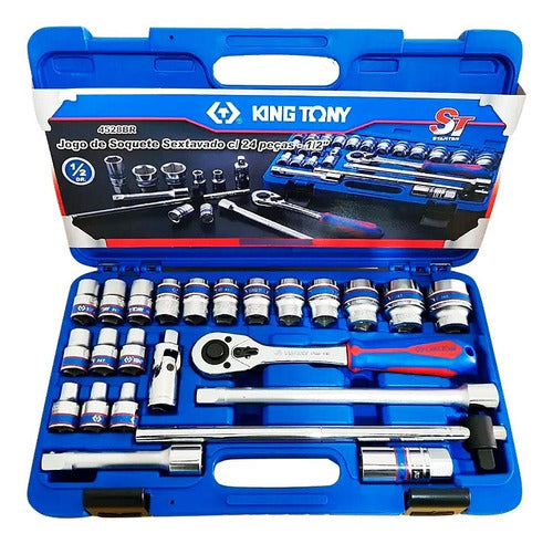 Jogo Soquete Sextavado 24pçs King Tony St4528mr