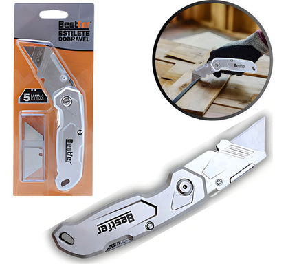 Estilete Dobravel 6 Pol 5 Laminas Extra Bestfer Profissional